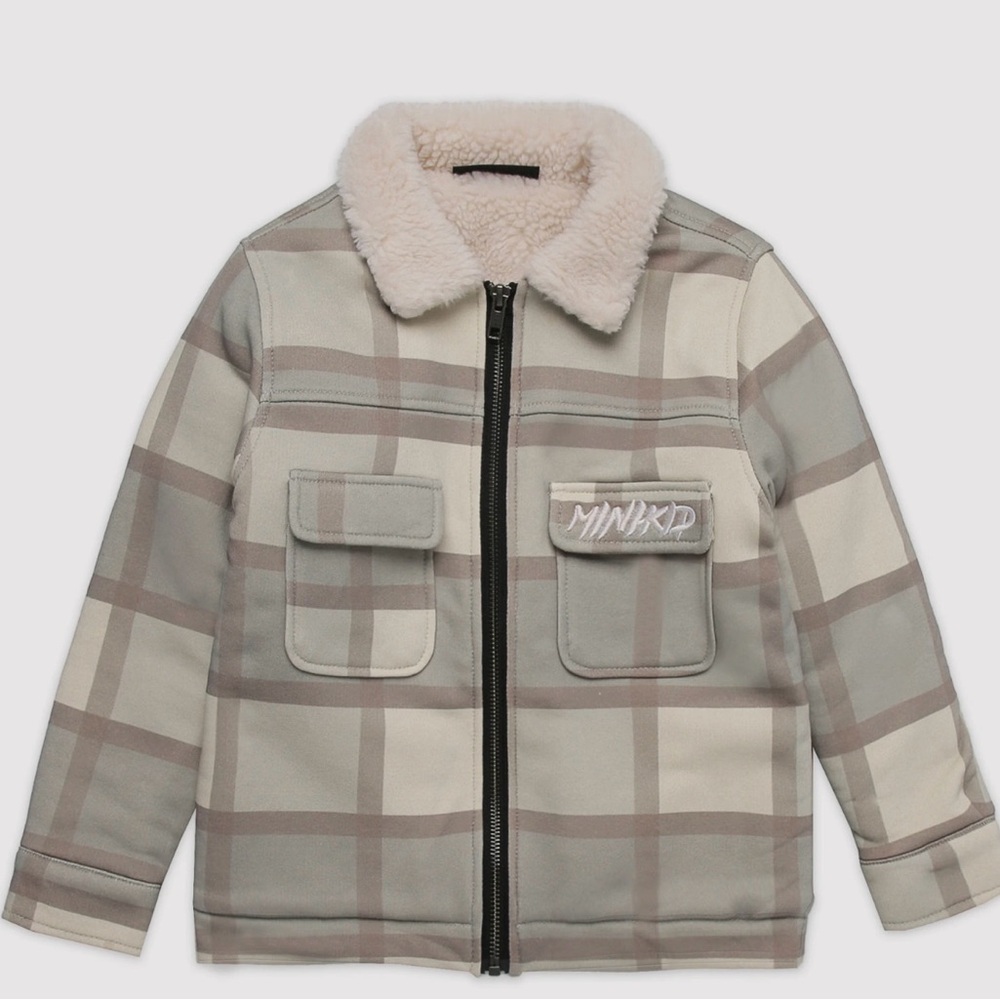 Plaid Kids Jacket - Cream and Gray